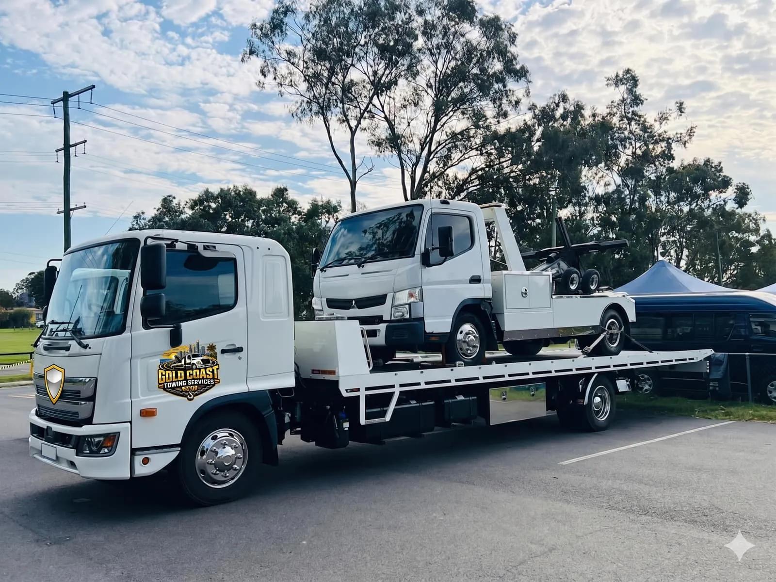 Gold Coast Towing tilt tray truck providing 24/7 towing across the Gold Coast